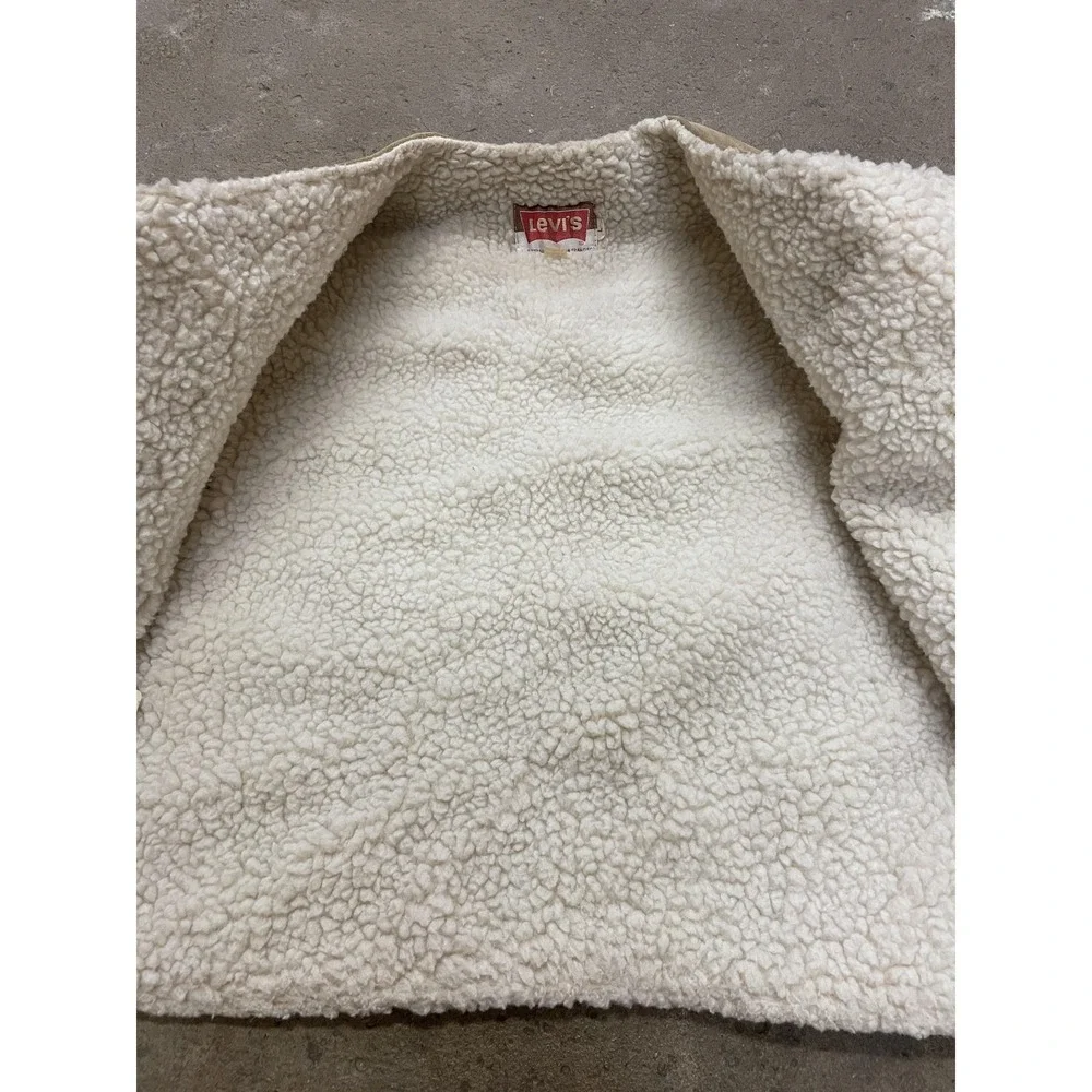 Vintage Levi's Vest‎ Mens Medium Beige Suede Sherpa Lined Western 60608-9724